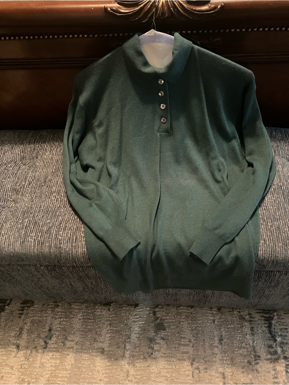 Brunello Cucinelli Forest Green cashmere PoloTop